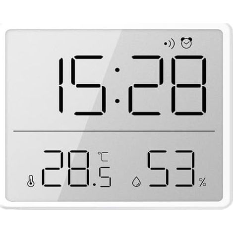 Horloge murale électronique numérique LCD magnétique blanche, fine et légère. (1/5)