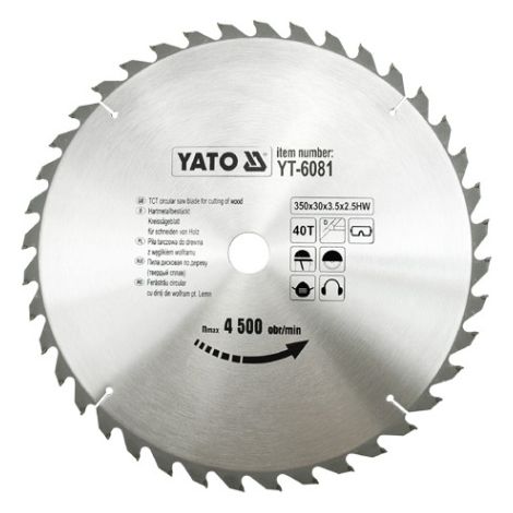 Sega circolare in metallo duro Yato 350x30mm 40 denti YT-6081