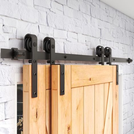 Rail de porte coulissante 244 cm – Système bypass double porte – Acier avec amortisseur – Capacité 150 kg – Installation facile (1/5)