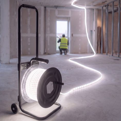 Tira LED para Iluminación de Obras con Carro - 20 Metros 230V 10W/m 6500K IP54 (1/4)