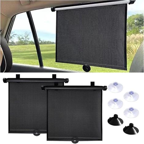Lot 2 Pare-Soleil Fenêtre Voiture pour Bébé – 50x50 cm, Rétractables avec Ventouses – Anti-UV, Chaleur, Reflets (1/5)