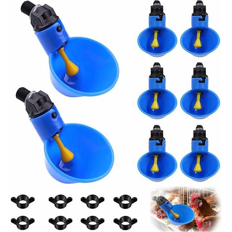 PCS Plastic Chicken Waterer Automatic Chicken Waterer Chicken Drinker Blue Chicken Waterer Farm Drinking Fountain Suitable for Chickens Chicks Ducks Birds Poultry (1) Blue (1/5)