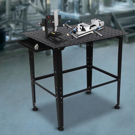 Schweißtisch Montagetisch DIY-Bausatz, mit Metallbeinen, klappbare Werkbank, Kohlenstoffstahl Freistehend Schweißtisch, Anti-Rutsch-Fußpads Höhenverstellbar, Tragkraft bis 598 kg