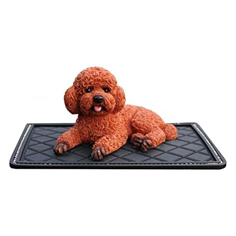 Figurine de chien mignonne en résine - Sculpture de caniche - Décoration de jardin - Décoration d'intérieur (marron) (1/4)