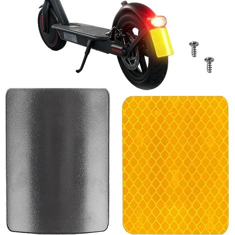 2 pièces kit d'accessoires arrière pour trottinette électrique, support de plaque d'immatriculation noir avec bandes réfléchissantes orange, structure en PP résistante aux chocs (1/5)