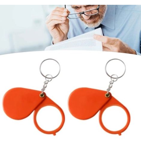 Lente d'ingrandimento pieghevole a forma di diamante da 5 mm per portachiavi - Arancione (1/5)