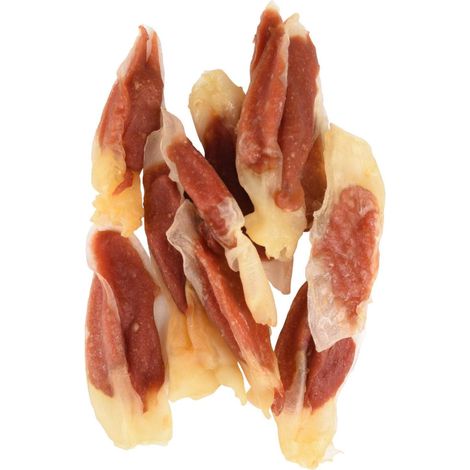 Friandise lamelles de lapin enveloppé de canard Hapki BBQ pour chien 85 g sans gluten - Flamingo (1/4)