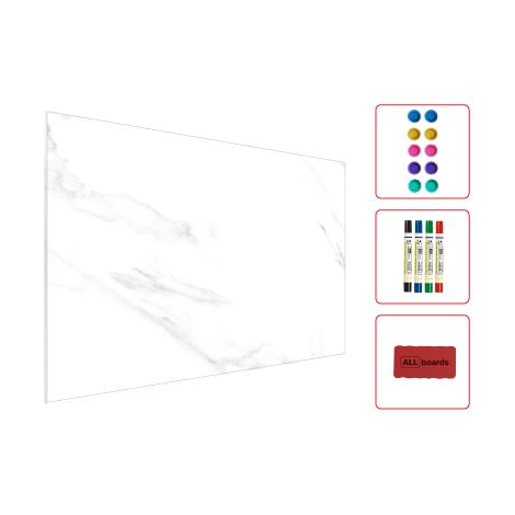 Tableau Magnétique en Métal Motif Marbre Blanc 90x60cm, MetalBoards pour tout type d'Aimants