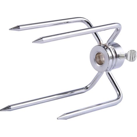 Lot de 2 fourchettes à barbecue en fer chromépour rôtissoirebroche à charbon de boispoulet grillécouleur argent (1/4)