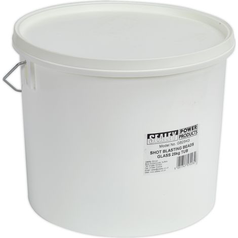 Sealey Shot Blasting Beads Glass 25kg Plastic Tub GB25KG