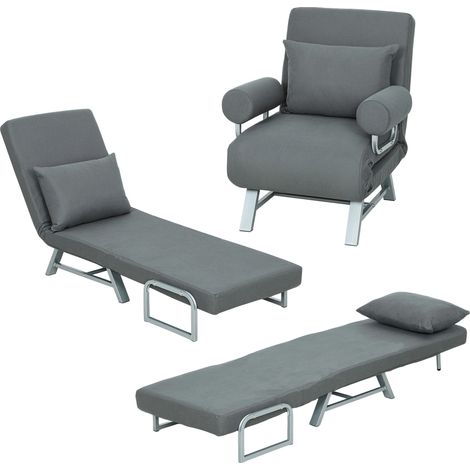 HOMCOM Single Sofa Bed, 3-in-1 Convertible Folding Chair Bed, Dark Grey (1/5)
