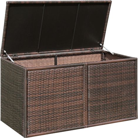 Cassapanca da esterno 335 litri con 2 ripiani design moderno 115 x 60 x 65 cm in rattan PE marrone 200011489