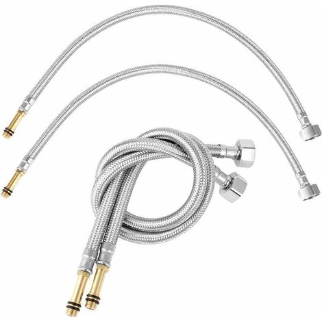 4-piece flexible connection hose, faucet inlet hose M10 x 1/2 BSP x 500 mm, flexible hose for kitchen sink faucet, one-piece mixer tap (1/5)