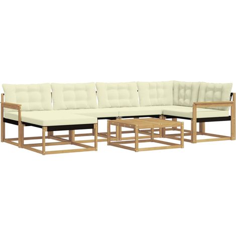 Conjunto de sofás de exterior 7 uds. Blanco y Crema vidaXL (1/5)