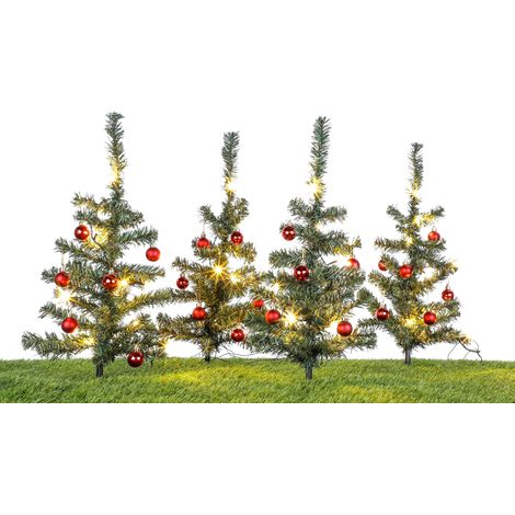 Lichterbäumchen Gartenstecker 45 cm - 4er Set / 40 LED - Weihnachts Deko Garten Beleuchtung