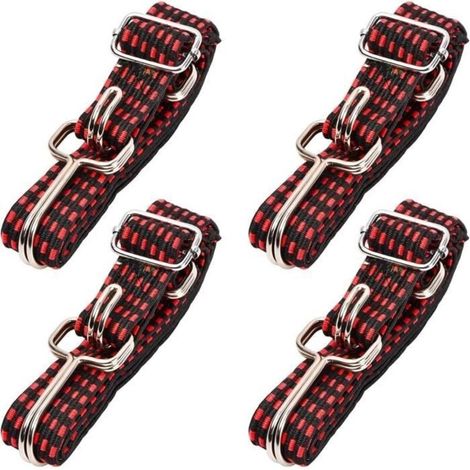 Bungee Cords with Hooks, 4PCS 1M Adjustable Elastic Bungee Cord, Luggage Rope, Flat Bungee Cords, Elastic Cords for Transport (1/4)