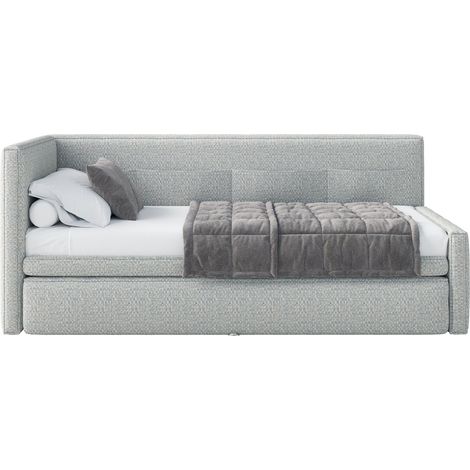 Selsey Nesmi - Lit rembourré - 90x200 cm - tissu tressé Bleu clair (1/5)