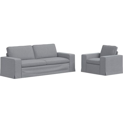 Ensemble de Canapés 2 pcs Salon de jardin Gris clair 182 x 80 x 82 cm tissu (1/5)