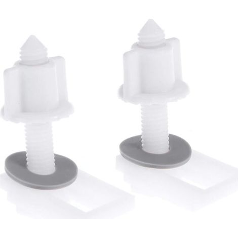 Lot de 6 charnières en plastique pour siège de WC avec écrous et rondelles. (1/4)