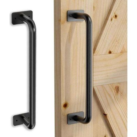 Poignée de porte rétro pour quincaillerie de meubles de porte de grange coulissante 1PC, poignée de porte noire 28.5CM (1/4)