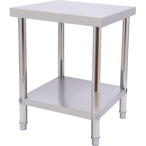 Tavolo da lavoro in acciaio inox, 60 x 45 x 80 cm, con ripiano inferiore extra grande e piedini regolabili, portata 400 kg, ideale per la gastronomia, tavolo in acciaio inox (1/5)