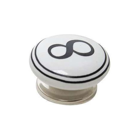 Bouton Meuble Céramique Noir Chiffre 8 - B BEAUTY
