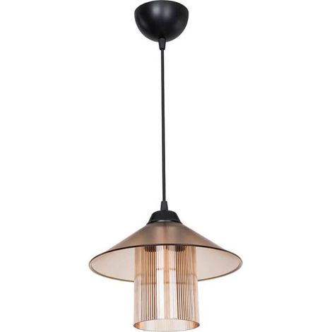 Lampada a sospensione stile vintage diffusore e paralume ambra - Inka ASZ1464 (1/4)