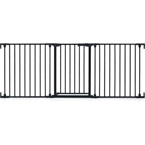Cancelletto di sicurezza per bambini con doppia chiusura e meccanismo a battente, nero, 74,5-198 cm
