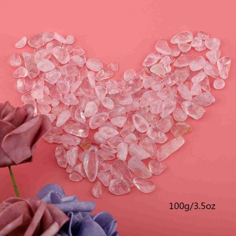 Ulisem Pierre roulée, Pierre de Cristal, éclats de Pierre roulée, Morceaux de Quartz en Cristal Naturel broyés pour Une Utilisation largement(Rose) (1/3)