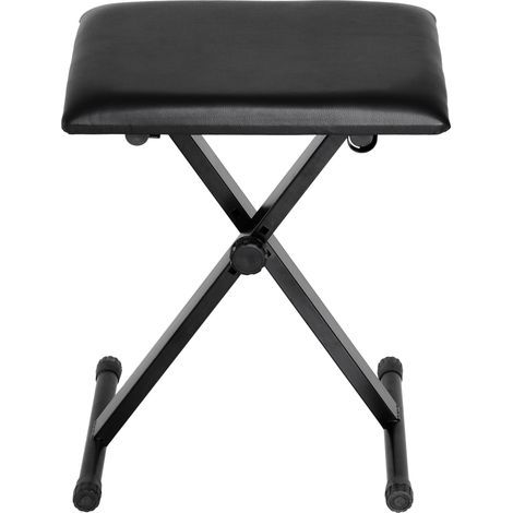 Banc de piano réglable en hauteur, banc de piano en forme de X avec coussin d'assise en similicuir, pliable, convient pour piano et clavier, 39 x 29 x 37-47 cm ou 60 x 29 x 49 cm, noir (1/5)