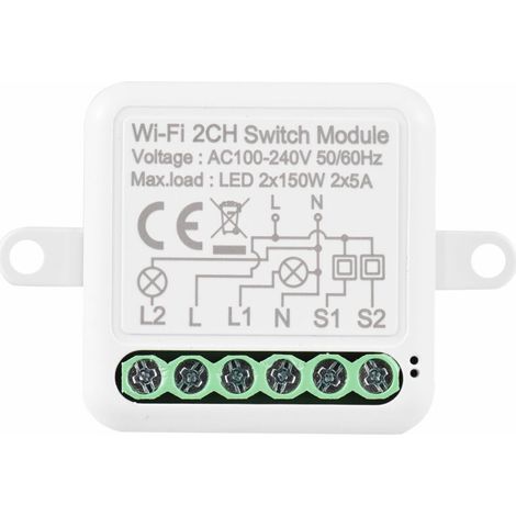 Crezuo Zwei-Wege-WLAN-Schaltermodul mit Sprachsteuerung und App-gesteuertem Smart-Home-Timer --Crezuo
