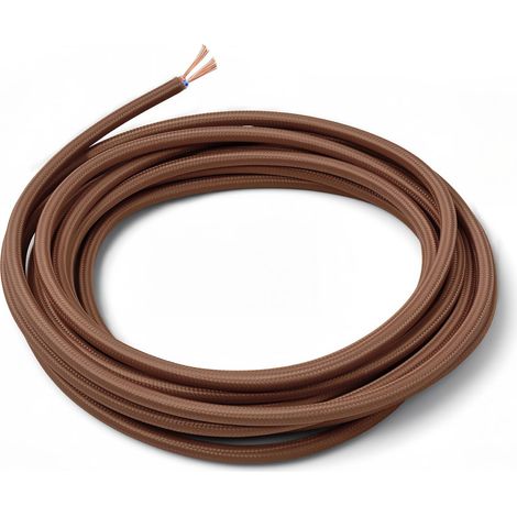 Câble Tissu 5m Rond 2 Fils 0.75mm² Lampe - Marron Clair (1/5)