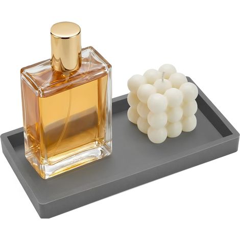 1 Plateau En Silicone 20x10 Cm, Surface Lisse Antidérapante, Rangement Cosmétiques Bijoux, Pour Salle De Bain Cuisine