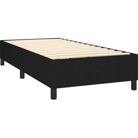 Somier de láminas sobre patas estructura de cama 90x190 cm tela negra TDL0206975