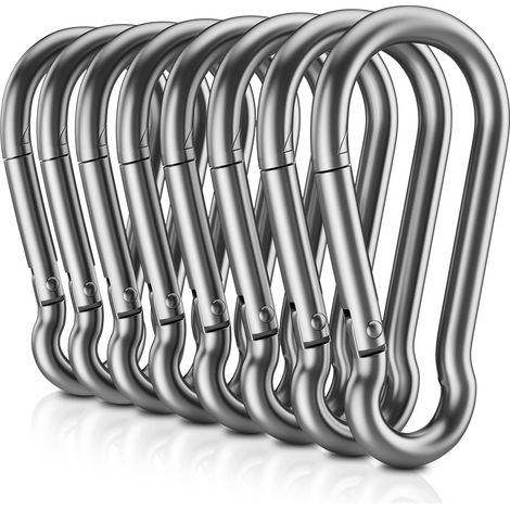 robuste Karabinerhaken, 【rostfrei】 617 kg Tragkraft, Edelstahl 304, 6 cm D-Ring-Karabinerhaken mit Federmechanismus für Fitnessstudio, Hundeleinen, Camping, Auto und Bauernhof (1/5)