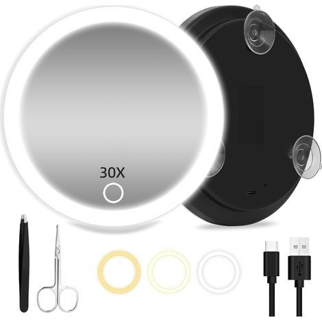 Vergrößerungsspiegel, 30-fache Vergrößerung, wiederaufladbare LED-Leuchte, 15 cm Durchmesser, tragbar für Reisen und präzise Messungen (1/5)