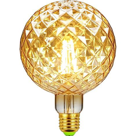 Vintage LED-Lampen 4W Warmweiß 2500KV Große Kugel Kristall LED-Lampe 220/240V E27 Sockel Spezial Dekorative Lampe G125 (Kristall) (1/5)