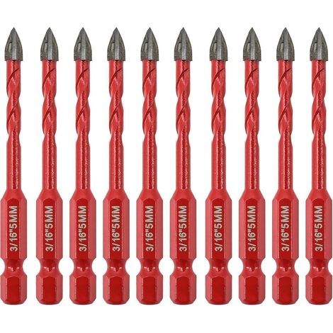 Fliesenbohrer Set 10 Hartmetall 5mm10 Schnellwechsel-Sechskantschaft (1/5)