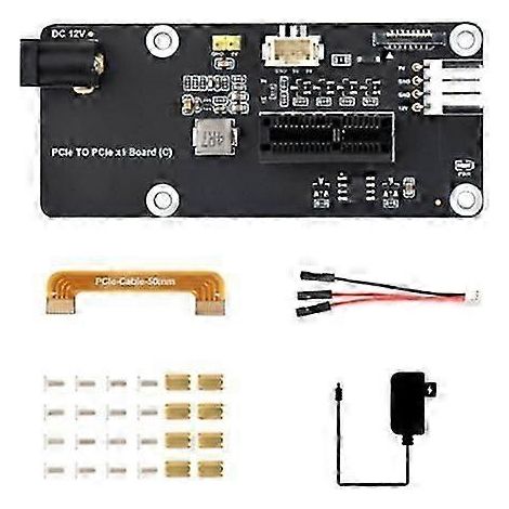 (Prise US) Carte d'extension Raspberry Pi 5, connecteur PCIe FFC vers emplacement PCIe X1 standard, pour carte d'extension PCI Express X1 X4 X8 X16 (UE) (1/5)