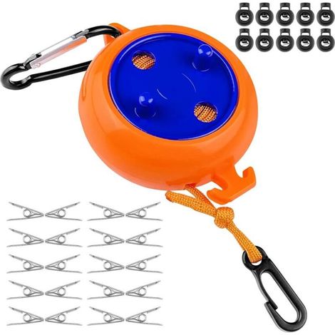 10M Corde a Linge Retractable avec 10 Boucles Fixes et 20 Pinces Coupe-Vent, Clothesline Exterieur Portable pour Drap de lit, Fil à Linge pour Jardin, Camping-Car, buanderie, Voyage (1/5)