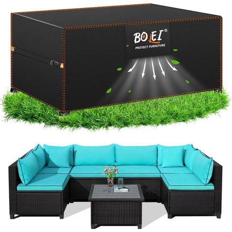 Housse de protection pour meubles de jardin 180x120x74cm, imperméable, respirante, tissu Oxford 420D (1/5)