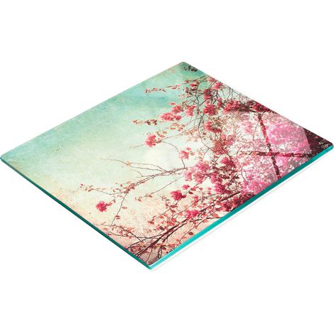 Tabla de cortar decorativa de cristal para cocina con flores vintage 60x52 cm (1/5)