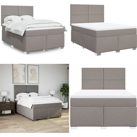 Sommier à lattes de lit avec matelas Taupe 140x190 cm Tissu - Matelas à ressorts ensachés - Sommier taupe (1/5)