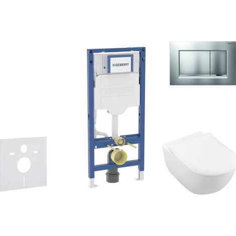 Geberit Duofix - Set per installazione pre- parete, vaso Subway 2.0 e sedile softclose, pulsante Sigma30, cromo opaco/cromo SANI11CK2114