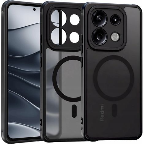 Funda MagSafe negra mate para Xiaomi Redmi Note 13 4G + 2 protectores de cristal (1/5)