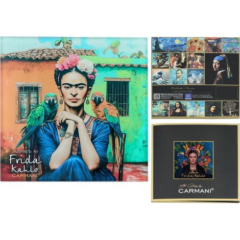 Carmani, posavasos de cristal de 11,5 x 11,5 cm inspirado en las pinturas de Frida Kahlo. (1/5)