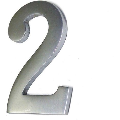 Numero 2 EDM con fissaggio invisibile in nichel opaco da 10 cm
