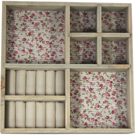 Tiroir à bijoux en bois motifs fleurs (1/2)