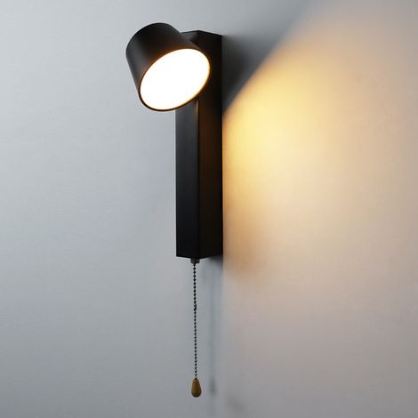 Applique Murale Led 9W Tricolore Sélectionnable avec Interrupteur à Tirette Rotatif à 360° Luminaire Mural Led Intérieur pour Salon Chambre Cuisine (1/5)