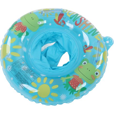 Bouée de natation pour enfants, étanche, double poignée, facile à saisir, siège de natation pour bébé, flotteur pour baignoire et piscine, style grenouille, bleue (1/5)